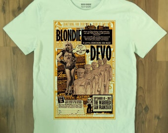 Camiseta Blondie & DEVO: Camiseta de música punk rock hecha a mano