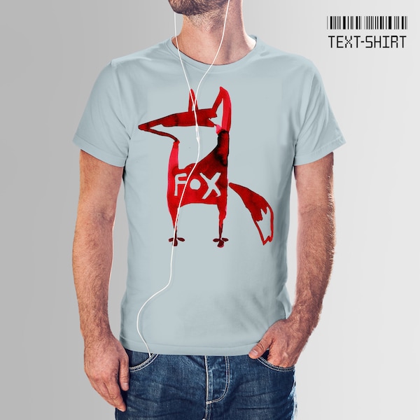 FOX t-shirt for women and men/ design by Lili Rontó, hungarian, art, unique, handmade, cotton, high quality  t-shirt