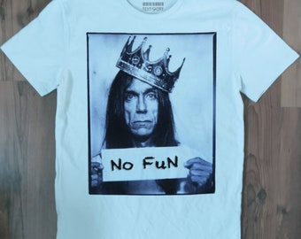 Iggy Pop - T-shirt No Fun / pour femme, pour homme, t-shirt unique, fait main, en coton, de haute qualité