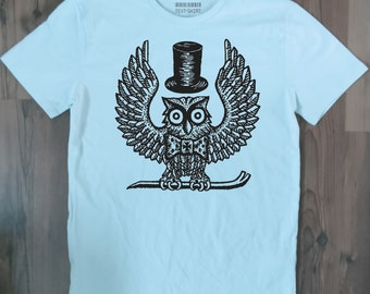 Camiseta con tatuaje de búho en prisión: camiseta gráfica de algodón hecha a mano