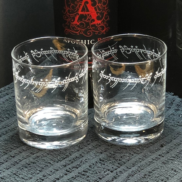 One Ring | Elvish Glasses | LOTR Gift | Rings Wedding | Rings Art | Rings Gift | Whiskey Glasses | Rocks Glasses | Bourbon Glasses