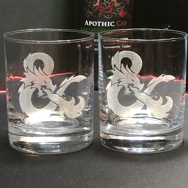 D&D Glasses, Players Glasses, Gamer Glasses, Dungeons and Dragons, Role Playing, Gamers Gift, Rocks Glasses, Cooler Glasses, Glassware Set