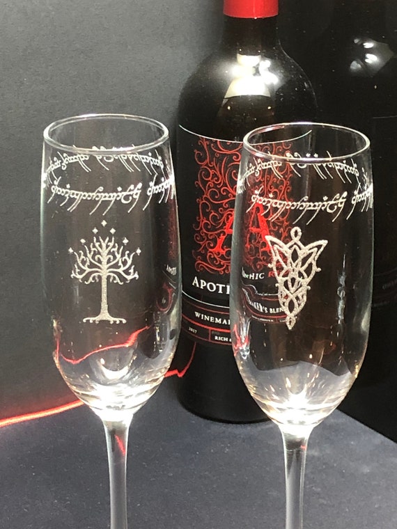 One Ring Crystal Hand Blown Elvish Glasses LOTR Gift 