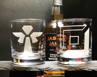 League of Legends Rocks Glasses, Bot and Support Positions, LOL, Video Game, Rocks Glasses, Gamers Gift, Whisky Glasses, Bourbon Glassware