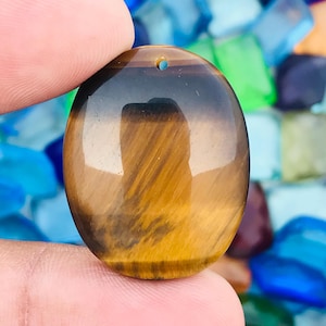 1Mm Hole Drill Natural Tiger's Eye Cabochon Loose Gemstone ! 30x23x6mm Loose Tiger's Eye Jewellery Gemstone ! Polished Gemstone - 34 Cts