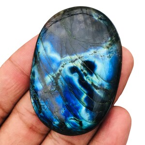 55x37x9mm Natural Large Blue Flashy Labradorite Cabochon Gemstone ! Loose Labradorite Jewelry Making Gemstone ! Polished Gemstone -155 Carat
