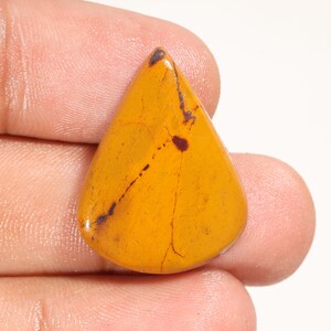 Yellow Jade Pear Cabochon: 22.15 ct Loose Gemstone, 27x21x5 mm