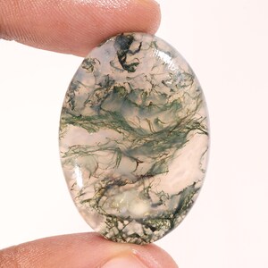Awesome Top Quality Natural Moss Agate Oval Shape Cabochon Loose Gemstone For Making Jewelry 40.85 Ct 35X25X6 MM GA-17966