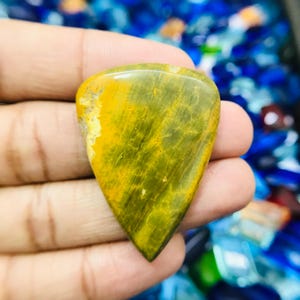 Pear Yellow Jade Cabochon: Polished Gemstone, 55 Carat (42x31x5mm)