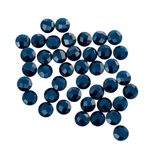 41 Faceted Black Onyx Gemstones: Round Flat Back Beads (4x8x8mm)