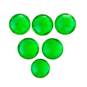 Set gefacetteerde peridoot hydrokwarts edelstenen: 6 ronde stenen, 63 karaat (7 x 14 x 14 mm)