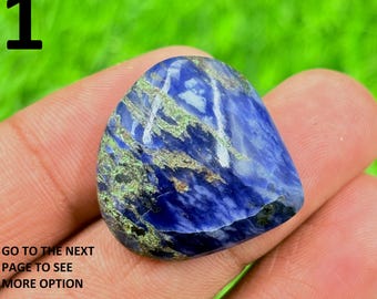 Cabujón de sodalita natural: piedra preciosa azul de calidad AAA para envolver alambre y joyería curativa.