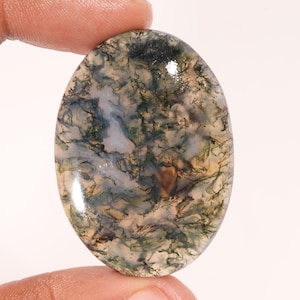 Superb Top Quality Natural Moss Agate Oval Shape Cabochon Loose Gemstone For Making Jewelry 77.70 Ct 44X31X7 MM GA-17959