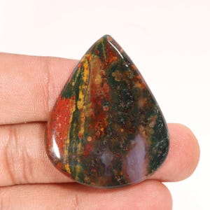 Red Jasper Pear Cabochon: Natural Gemstone for Jewelry Making (61.20 Ct, 42x34x6 MM)
