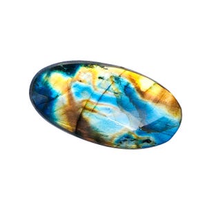 51 Carat Faceted Labradorite Gemstone: Oval Jewelry Making Stone (7x20x39mm