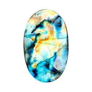 55 Carat Faceted Labradorite Gemstone: Oval Jewelry Making Stone (7x25x40mm