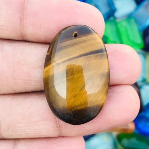 1Mm Hole Drill Natural Tiger's Eye Cabochon Loose Gemstone ! 30x23x6mm Loose Tiger's Eye Jewellery Gemstone ! Polished Gemstone - 33 Cts