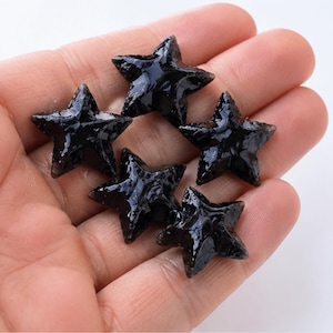 Wholesale Black Obsidian Star Gemstones – Crescent Moon Star Shape Cabochons