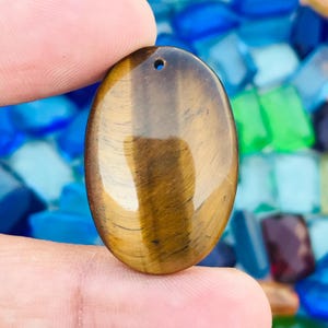 1Mm Hole Drill Natural Tiger's Eye Cabochon Loose Gemstone ! 33x23x6mm Loose Tiger's Eye Jewellery Gemstone ! Polished Gemstone - 38 Cts