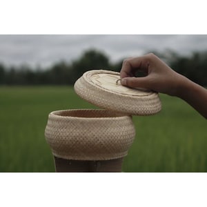 Thai Sticky Rice Steamer Natural Bamboo Weaving Basket Sticky Rice pot Handmade Handicrafts 7“ For Steamer only not for rice storage basket