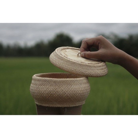 Thai Sticky Rice Steamer Natural Bamboo Weaving Basket Sticky Rice Pot  Handmade Handicrafts 7 for Steamer Only Not for Rice Storage Basket 