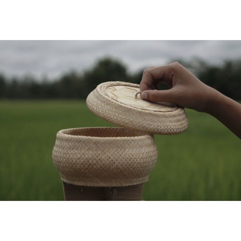 Thai Sticky Rice Steamer Natural Bamboo Weaving Basket Sticky Etsy