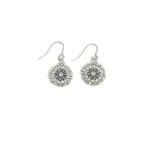 Grey, Silver Small Dangle Earrings, Glass Beads. Handmade Miyuki Bead Jewellery. Boho Earrings. Miguel Ases Style Jewelry