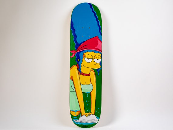 Marge Simpson Original acrylic Pop Art painting on skateboard deck Cristina PopArt