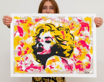 Marilyn Monroe abstract original Pop Art painting, rolled canvas artwork by Cristina PopArt