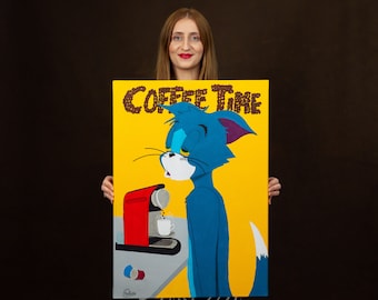 Tom & Jerry Original acrylic Pop Art painting, stretched canvas on wooden frame, ready to hang by Cristina PopArt