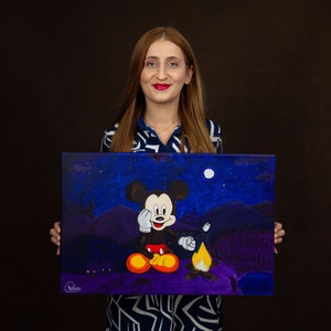 Mickey Mouse Original acrylic Pop Art painting, stretched canvas on wooden frame, ready to hang by Cristina PopArt