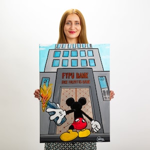 Mickey Mouse Original acrylic Pop Art painting, stretched canvas on wooden frame, ready to hang by Cristina PopArt