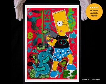 Bart Simpson Fine Art Giclée Druck meines Original Pop Art Gemäldes auf Archivpapier