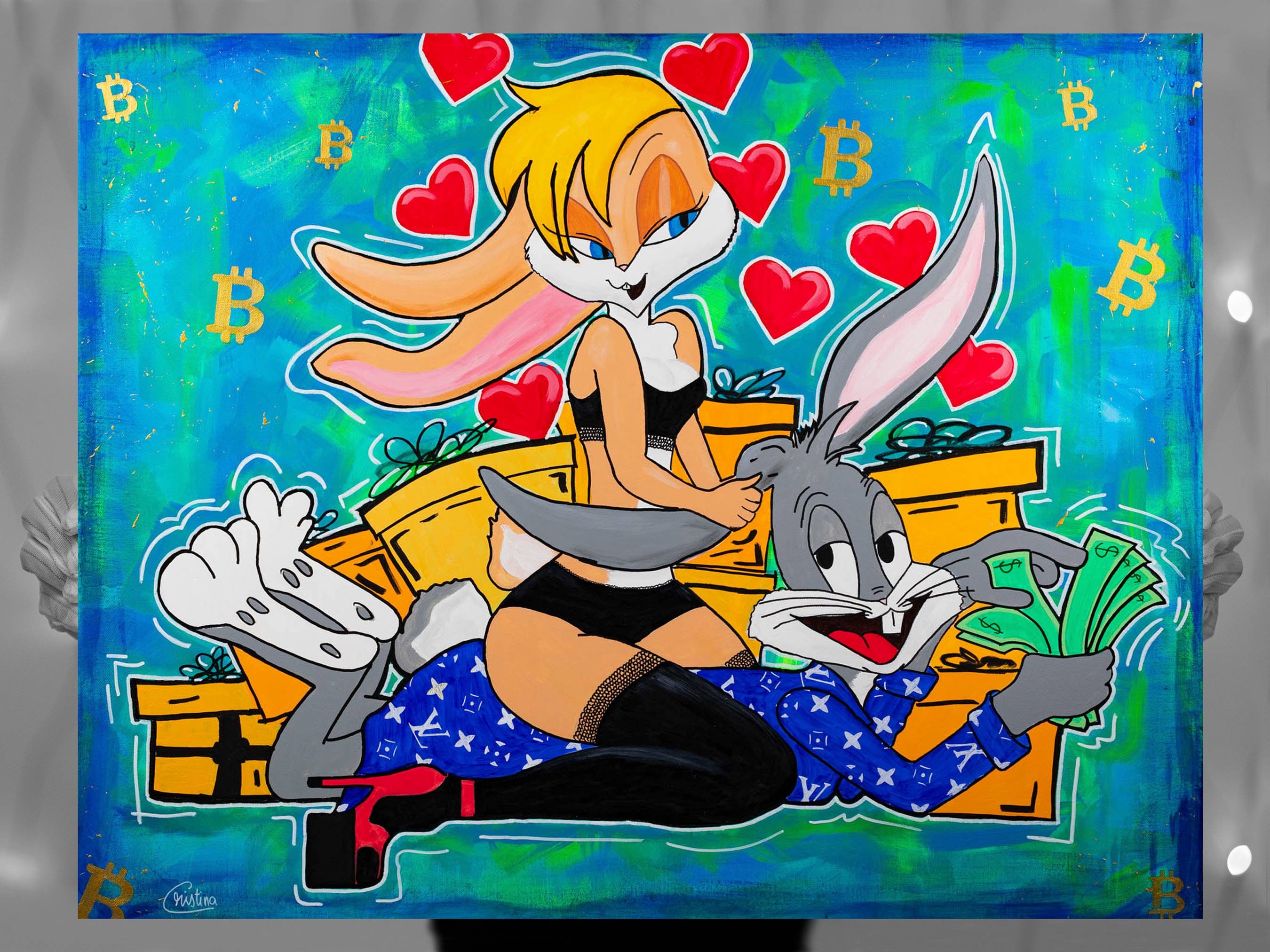 2700px x 2025px - Original Painting Lola and Bugs Bunny Pop Art Original - Etsy