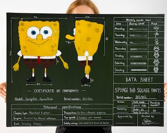 Sponge cartoon character acrylic original Pop Art painting,  stretched canvas on wooden frame, ready to hang by Cristina PopArt