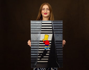 Bart Simpson Dipinto originale acrilico Pop Art, tela montata su telaio in legno, pronto per essere appeso, di Cristina PopArt