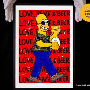 Stampa Fine Art Giclée di Homer Simpson del mio dipinto Pop Art originale su carta d'archivio