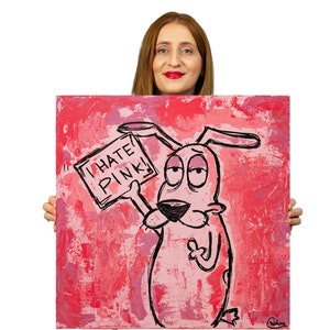Courage the Cowardly Dog Preppy Dipinto originale acrilico Pop Art, tela montata su telaio in legno, pronto per essere appeso di Cristina PopArt