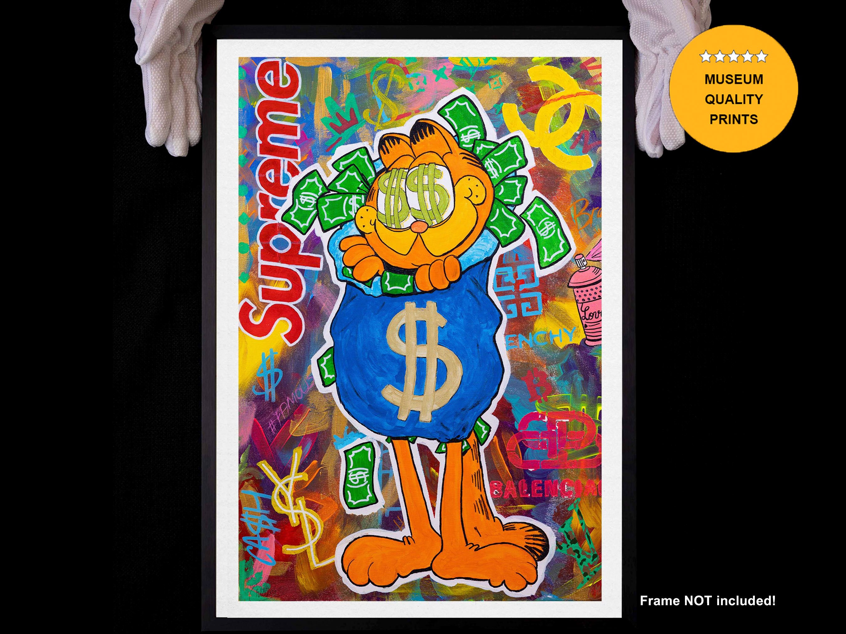 Garfield in a Money Bag Fine Art Gicl e Print of My Original Pop