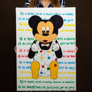 Mickey Mouse Baby Original acrylic Pop Art painting, stretched canvas on wooden frame, ready to hang by Cristina PopArt