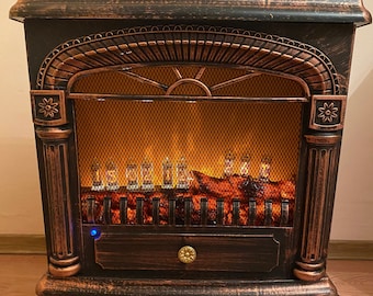 Fireplace nixie tube clock