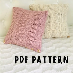 Easy PDF Knitting Patternt Cover For Pillow, Crochet Pillow Pattern, Cable Knit Pillow, Beginner Friendly, Сover 33*33, Knit Cushion Pattern