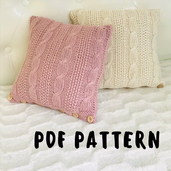 Easy PDF Knitting Patternt Cover For Pillow, Crochet Pillow Pattern, Cable Knit Pillow, Beginner Friendly, Сover 33*33, Knit Cushion Pattern