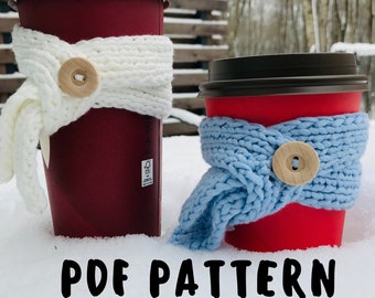 Knitting PATTERN: Cozy coffee cup scarf, Coffee Cup pattern, Easy Knitting Pattern, Beginner Knit Cozzy Coffee, Do it yourself, Simple