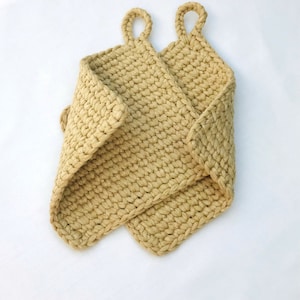 Potholder Set of 2 - 15cmx15cm - 5.9&#39;x5.9&#39;- Crochet potholders - Gift set - Beige potholder - Kitchen dekor - Knitted Potholder - Pot Holder