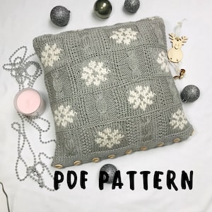 Patrón de tejer NAVIDAD. Almohada navideña Decoración del hogar Funda hecha a mano almohada decorativa Lindo regalo para mamá Patrón de punto fácil para principiantes