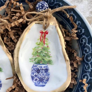 Oyster Ornament | Blue and White Porcelain Christmas Tree | Chinoiserie Christmas