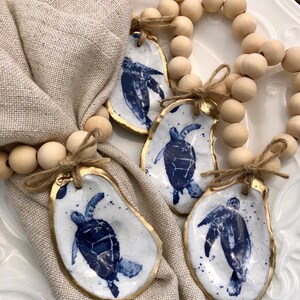 Oyster Shell Napkin Rings: Sea Turtle Nautical Table Decor - Etsy