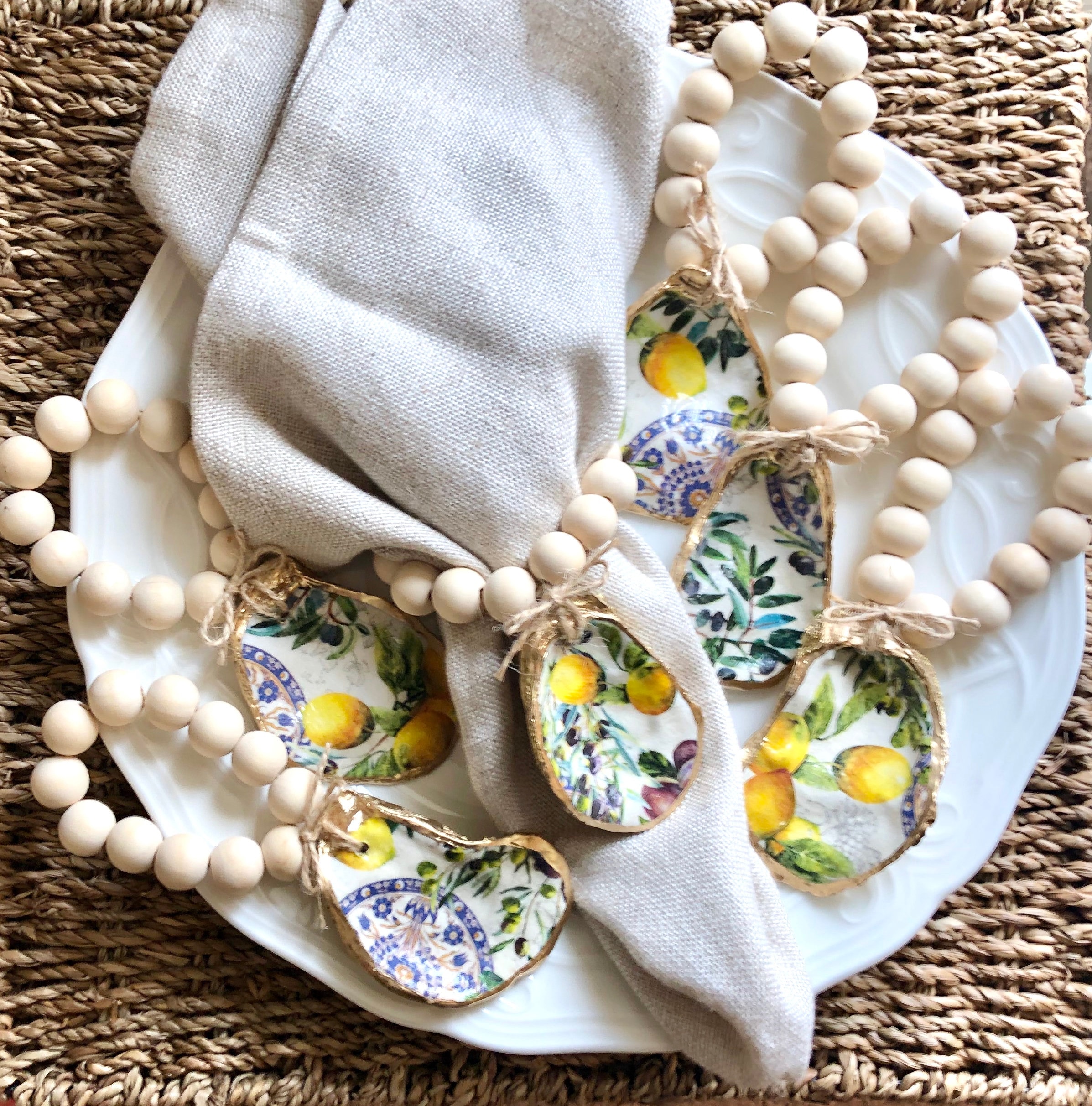 Lemon Olive Napkin Rings Oyster Shell Napkin Rings Oyster Shell