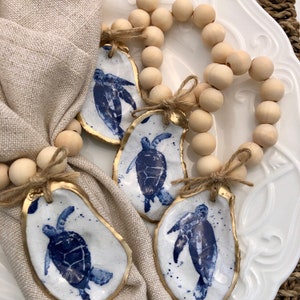 Oyster Shell Napkin Rings: Sea Turtle Nautical Table Decor - Etsy